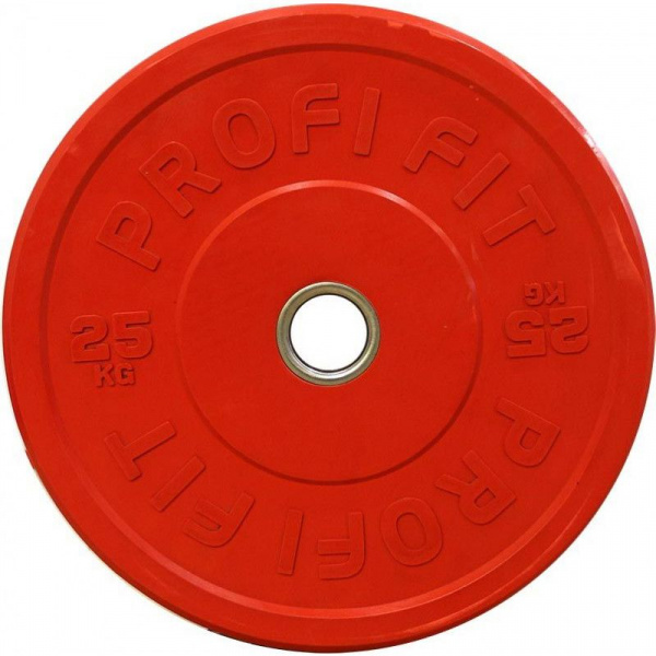 Диск для штанги каучуковый, цветной D51 мм PROFI-FIT 25 кг